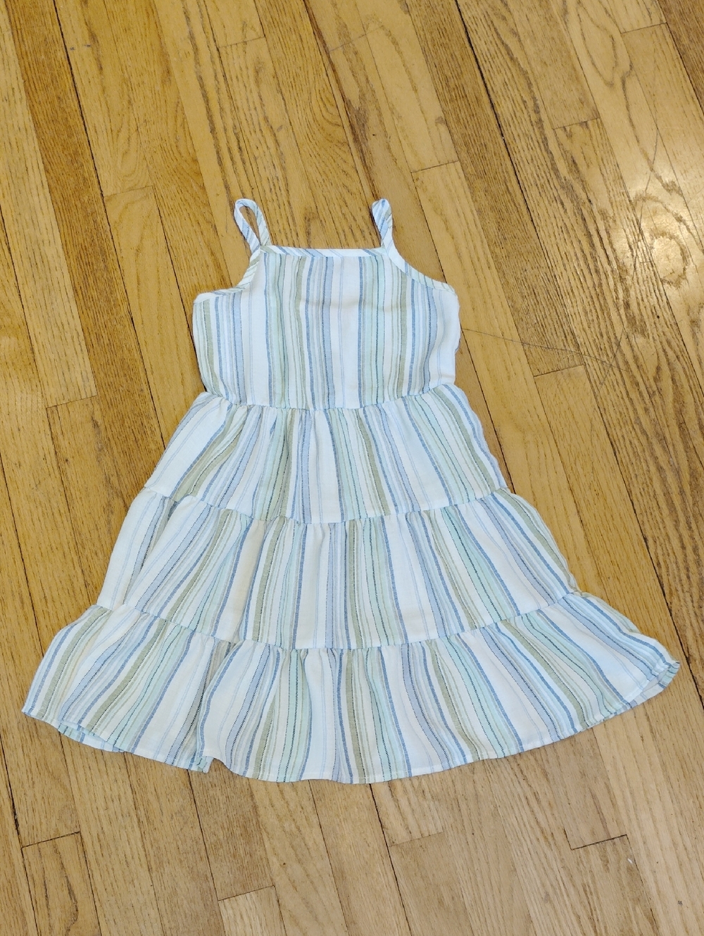 Girls' Striped Tiered Sundress - Light Blue & Green